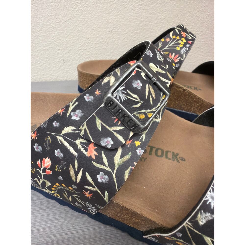 Birkenstock Vegan Sydney Sandals Slides Birko Flor Watercolor Flower Navy Sz 38 - Picture 2 of 8